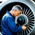 Aircraft Mechanic in Hangar**

"A professional aircraft mechanic in appropriate attire, fully clothed, working on an airplane engine in a brightly lit hangar. Tools and equipment are visible. Emphasis on technical detail and precision. Safe for work, appropriate content, professional, perfect anatomy, correct proportions, well-formed hands, natural pose, high quality."

**