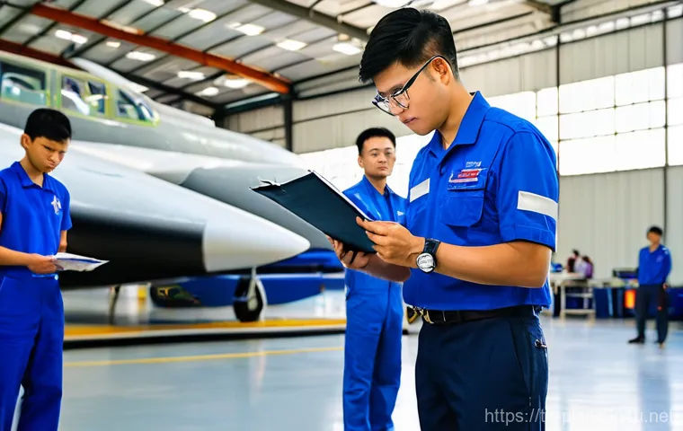항공정비사가 추천하는 실습 기관 - **Prompt 1: Modern Aviation Training Hangar Scene**
"A bright, spacious, and meticulously clean ...