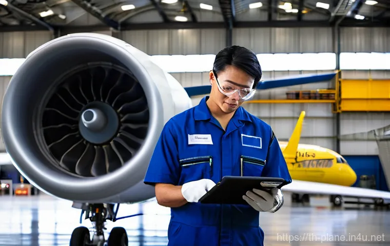 항공정비사 자격 취득 시 유용한 팁 - **Prompt 1: Dedicated Aircraft Technician in Hangar**
    A highly skilled and focused Thai aircraft...