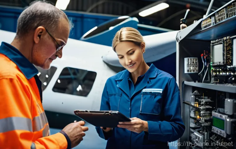 항공정비사의 윤리와 직업 의식 - **Prompt:** A highly skilled aircraft maintenance technician, wearing a clean, professional uniform ...