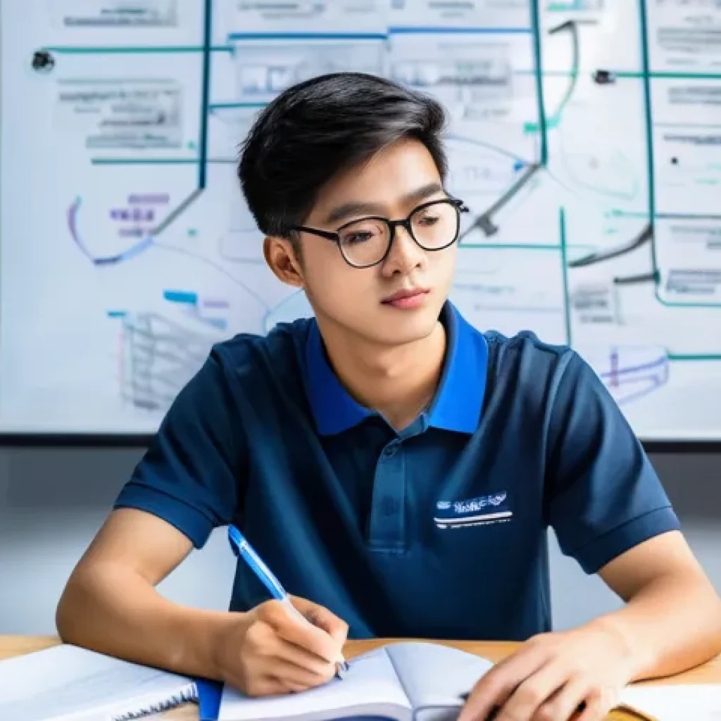 항공정비사 필기 시험 기출 문제 분석 - **Prompt 1: Focused Aviation Student with Mind Map**
    A young Thai university student, approximat...
