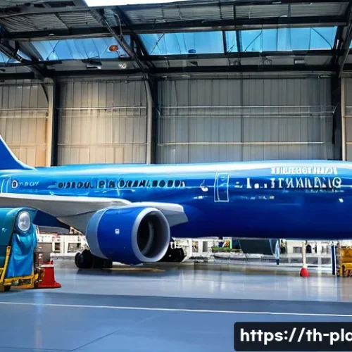 Home 33 항공정비사와 기체 손상 복구 - A highly detailed scene inside an aircraft maintenance hangar at a busy Bangkok airport, showing ski...