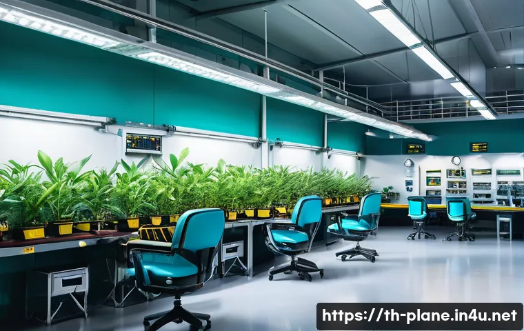 항공정비사의 멘탈 관리 방법 - A clean and organized aircraft maintenance workshop interior, brightly lit with natural and artifici...