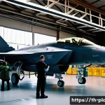Home 19 항공정비사와 군용 항공기 정비 - A highly detailed scene inside a military aircraft maintenance hangar, showing a diverse team of tec...