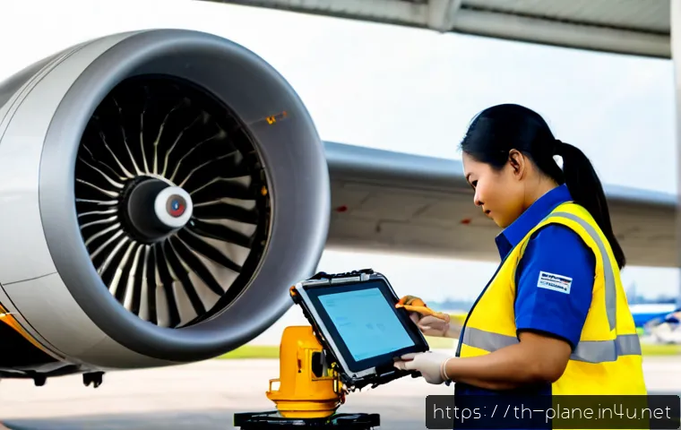 Home 29 항공정비사의 실수 사례 분석 - Photorealistic aircraft maintenance safety analysis scene at a modern Thai airport hangar, experienc...