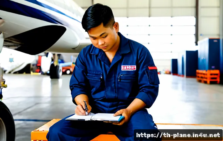 Home 17 항공정비사 이직 준비 방법 - Photorealistic career-transition scene for an aircraft maintenance technician in Thailand, a skilled...